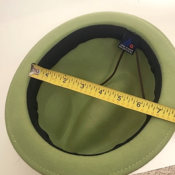 Fedora Olive Green black band Drawstring closure 100% wool Unisex - Picture 9 of 9